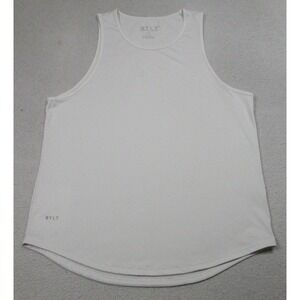 BYLT Premium Basics Tank Top Mens XL White Drop-Cut Curved Hem Athletic Gym